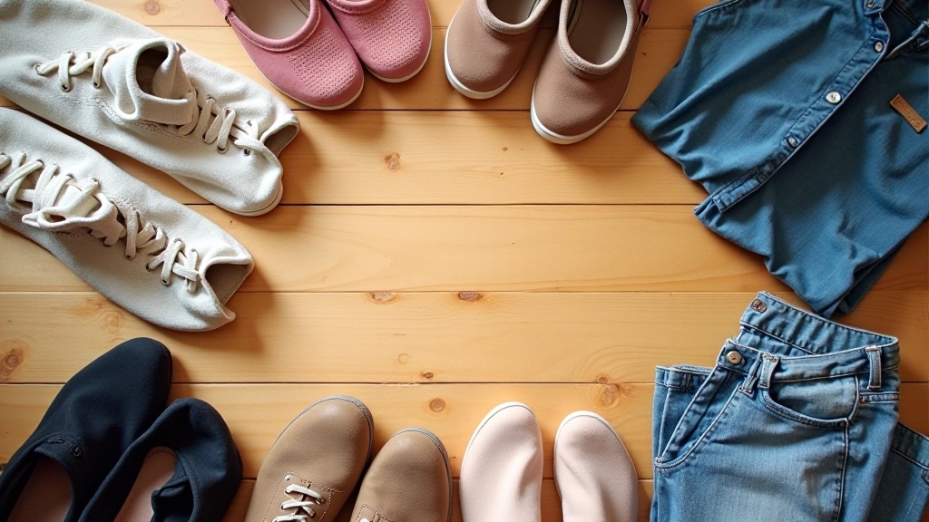 Selection of comfortable dance shoes and casual clothing suitable for Latin dance beginners